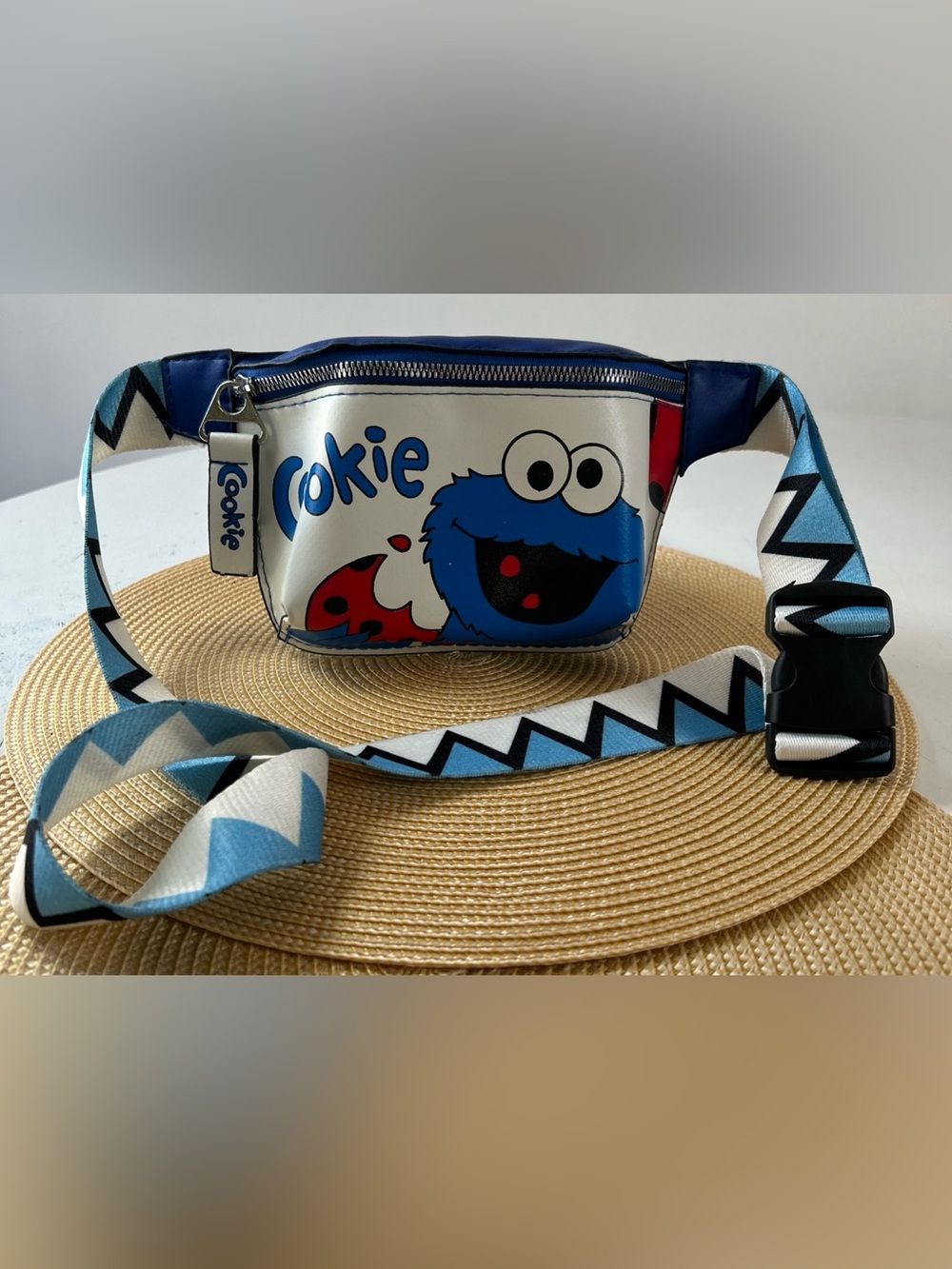 Cookie Monster Fanny Waist Crossbody Bag PU Leather 5.25โHx8โWx2โD